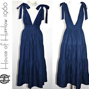 House of Harlow Navy Blue Tiered Maxi Dress